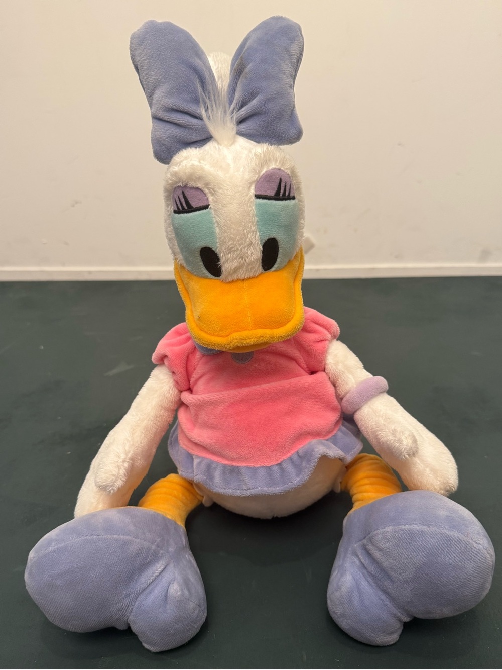 Daisy Duck Plush Disney Store Toy Doll 14" Tall Stuffed Animal Pink and Purple